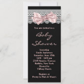Invitation Blanche dentelle rose et noir bébé fille douche (Dos)