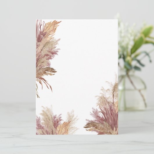 Invitation blanche do-it-yourself Pampas Grass fon (Debout devant)