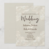 Invitation blanche dorée vintage gris jaune (Devant / Derrière)