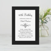 Invitation blanche et noire d'anniversaire (Debout devant)