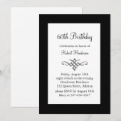 Invitation blanche et noire d'anniversaire (Devant / Derrière)