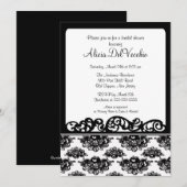 Invitation blanche et noire de Fête de la mariée (Devant / Derrière)