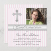 Invitation blanche et rose de photo de (Devant / Derrière)