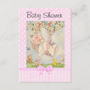 Invitation blanche et rose pour bébé Vintage