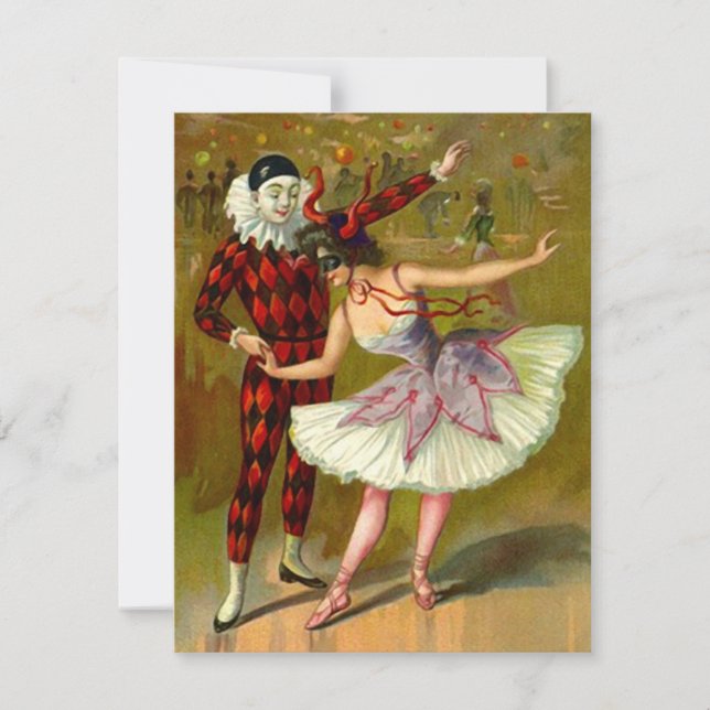 Invitation blanche Faire-part costume de fête bal (Devant)