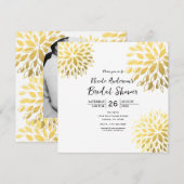 Invitation blanche florale moderne élégante avec f (Devant / Derrière)