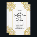 Invitation BLANCHE | Gold Victorian Lace 80th Birthday Party<br><div class="desc">Ce motif en dentelle vintage a pris une nouvelle vie avec ce look riche et élégant en feuille d'or sur un arrière - plan blanc (peut être changé en couleur) invitation Birthday Party qui peut être personnalisée pour n'importe quel anniversaire d'âge. Conception par Holiday Hearts Designs (droits réservés) incorporant des...</div>