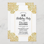 Invitation BLANCHE | Gold Victorian Lace 80th Birthday Party<br><div class="desc">Ce motif en dentelle vintage a pris une nouvelle vie avec ce look riche et élégant en feuille d'or sur un arrière - plan blanc (peut être changé en couleur) invitation Birthday Party qui peut être personnalisée pour n'importe quel anniversaire d'âge. Conception par Holiday Hearts Designs (droits réservés) incorporant des...</div>