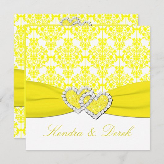 Invitation blanche jaune de douche de couples de (Devant / Derrière)