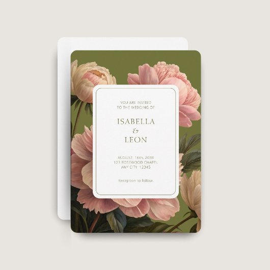 Invitation BLANCHE | Mariage Rose Vintage vert olive
