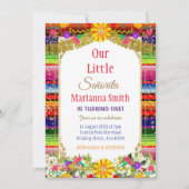 Invitation Blanche mexicaine couleur or Fiesta florale (Devant)