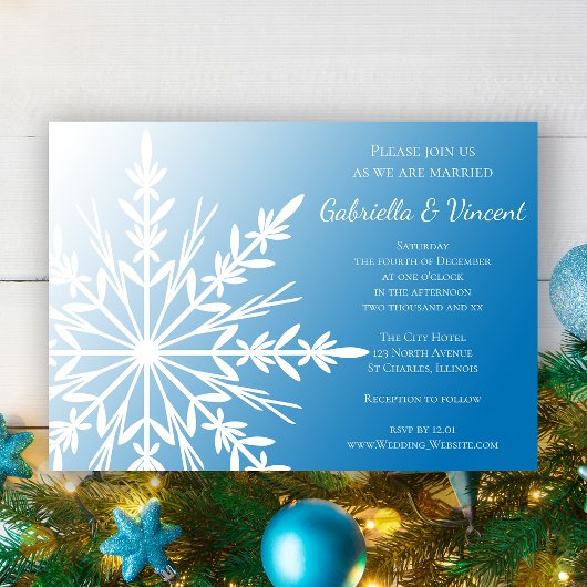 Invitation Blanche-Neige sur Blue Winter Wedding Invite