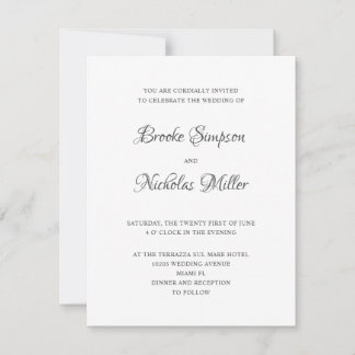 Invitation BLANCHE | NUMÉRIQUE Simple Élégant Mariage minimal