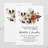 Invitation Blanche Pêche Gris Floral Bible Mariage chrétien (Devant / Derrière)