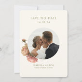 Invitation BLANCHE | Rose vert olive moderne Sauvez la date (Devant)