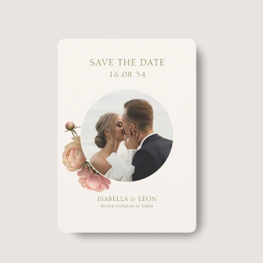 Invitation BLANCHE | Rose vert olive moderne Sauvez la date