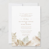 Invitation blanche simplement élégante avec Pampas (Devant)