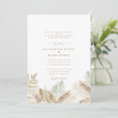 Invitation blanche simplement élégante avec Pampas (Debout devant)