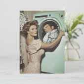 Invitation Blanchisserie vintage Surprise (Debout devant)
