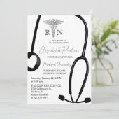 Invitation Blancs Black RN Nursing School Graduation Party (Debout devant)