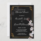 Invitation Blancs cerise et dinn de répétition de cadre doré (Devant)