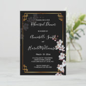 Invitation Blancs cerise et dinn de répétition de cadre doré (Debout devant)