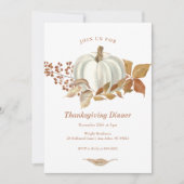 Invitation Blancs Citrouille Automne part Thanksgiving (Devant)
