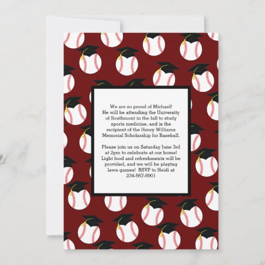 Invitation Blancs de baseball (Dos)
