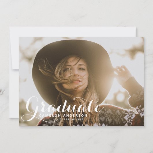 Invitation Blancs de script Whimsical superposition photo Gra (Devant)