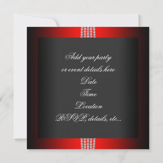 Invitation Blancs Diamond Rouge Noir Cravate (Dos)
