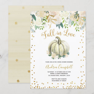 Invitation Blancs et chute d'or en amour Fête des mariées Inv