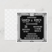 Invitation Blancs et toute couleur Grand Mariage Art Déco Gat (Devant / Derrière)