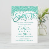 Invitation Blancs glamour Parties scintillant Turquoise Dust  (Debout devant)