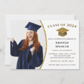 Invitation Blancs Gold Diplômé Photo Frame Graduate Party (Devant)