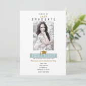 Invitation Blancs minimaux Fête de graduation photo moderne (Debout devant)