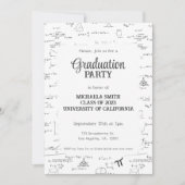 Invitation Blancs Noir Lettering Mathématiques Graduation (Devant)
