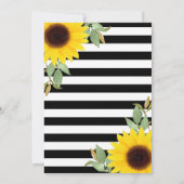 Invitation Blancs Noirs Coin Fleurs de soleil Floral Chic (Dos)