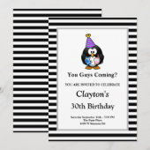 Invitation Blancs/Noirs encadrés Fête d'Anniversaire (Devant / Derrière)