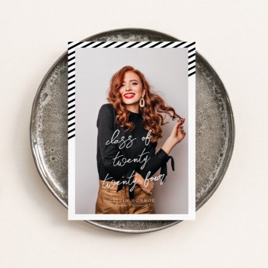 Invitation Blancs noirs Moderne Minimaliste Graduation