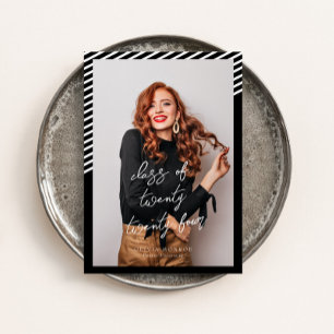 Invitation Blancs noirs Moderne Minimaliste Graduation