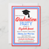 Invitation Blancs rouges et Bleus Photo Graduation Party (Devant)