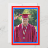 Invitation Blancs rouges et Bleus Photo Graduation Party (Dos)