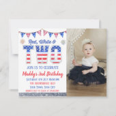 Invitation Blancs rouges et deux photos d'anniversaire du 4 j (Devant)