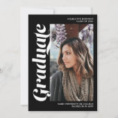 Invitation Blancs sur script noir 3 diplôme photo (Devant)