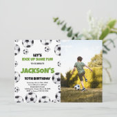 Invitation Blancs Vert Football Anniversaire Avec Photo (Debout devant)