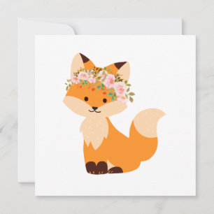 Invitation Blank Flower Fox