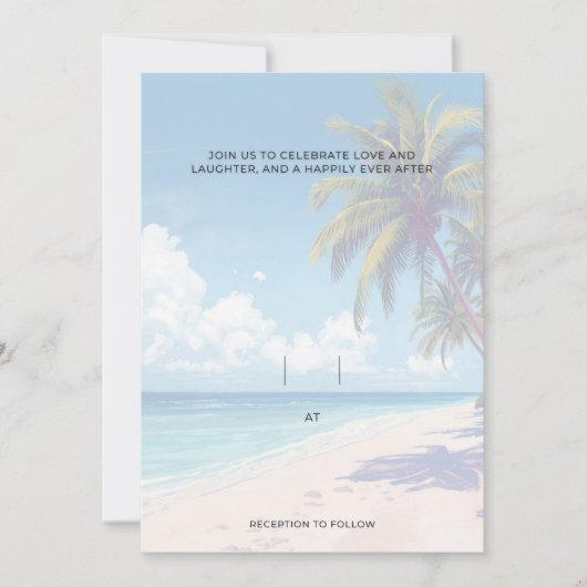 Invitation Blank Seaside Summer Blue Elegant Pretty Wedding  (Devant)