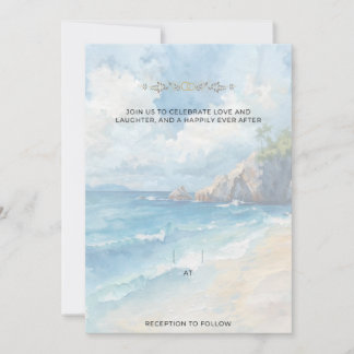 Invitation Blank Seaside Summer Blue Pretty Wedding 