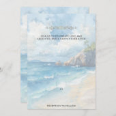 Invitation Blank Seaside Summer Blue Pretty Wedding (Devant / Derrière)