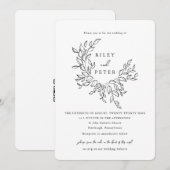 Invitation Blason Botanique Élégant avec Code RSVP Mariage (Devant / Derrière)